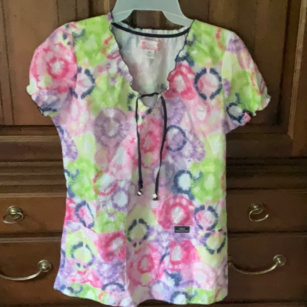 Koi Multicolor Tie-Dye Women's Scrub top